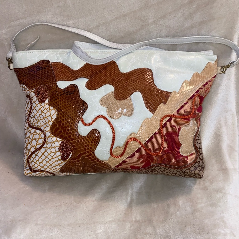 Vintage Novita Knishay Leather, snakeskin SkinArt Exclusives crossbody purse ‘80
